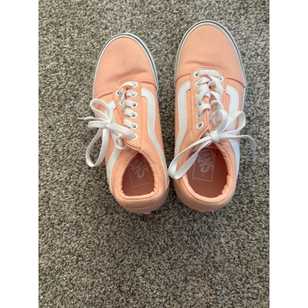 Vans  Peach Nectar Orange White Stripe Canvas Sneakers Womens 6 
A1189